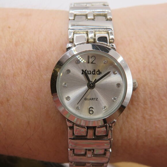 Mudd Watch Ladies SIlver Tone Rhinestones - Picture 2 of 7